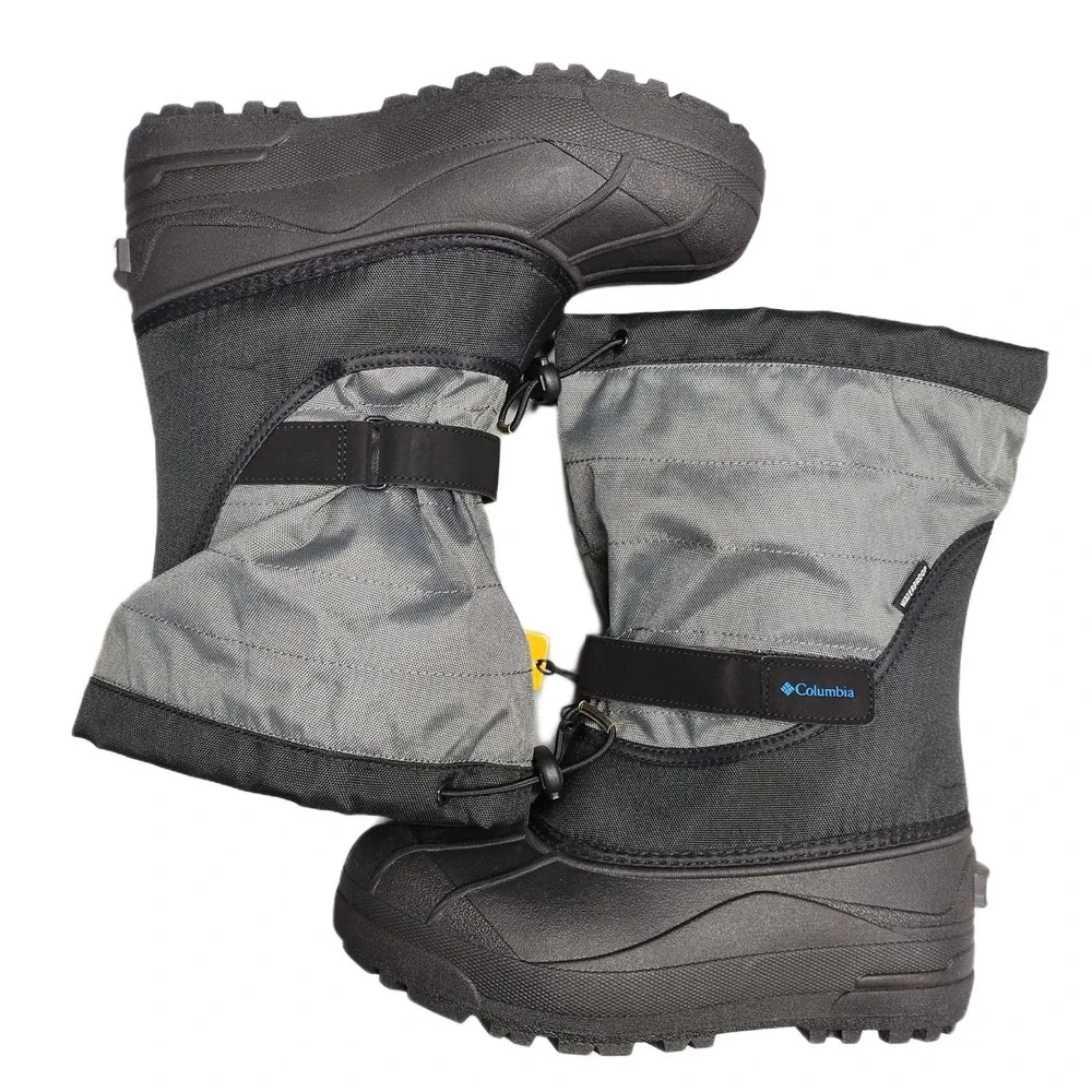 Columbia Powderbug Plus II Snow Boots Youth 7 Gray Black Waterproof BY1326-010